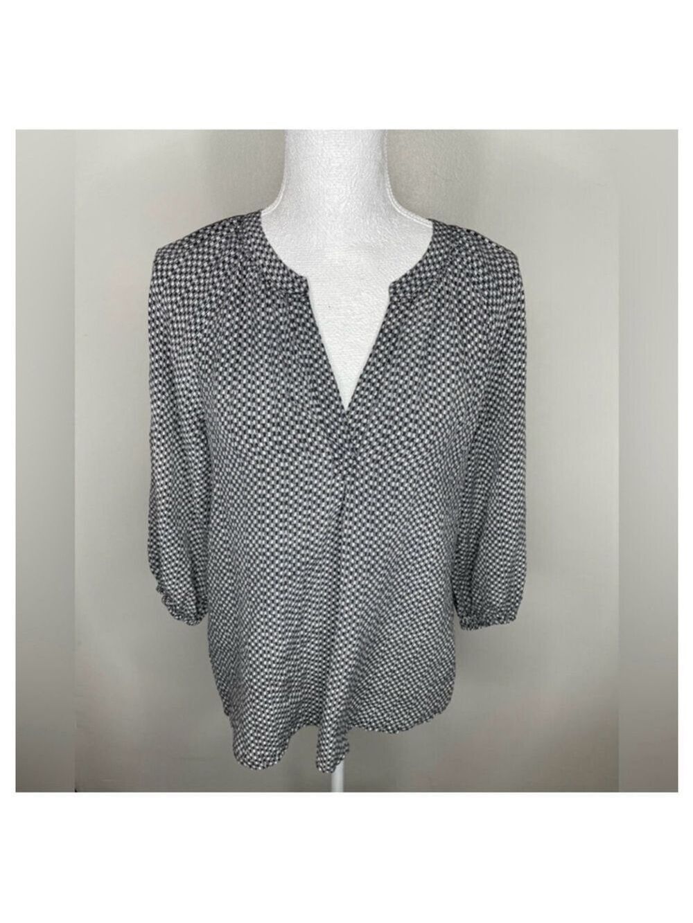 Joie Silk Lightweight Blouse In Black & White, Sz Small